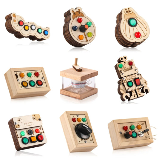 Busy Board aus Holz mit LED-Licht - AnBook
