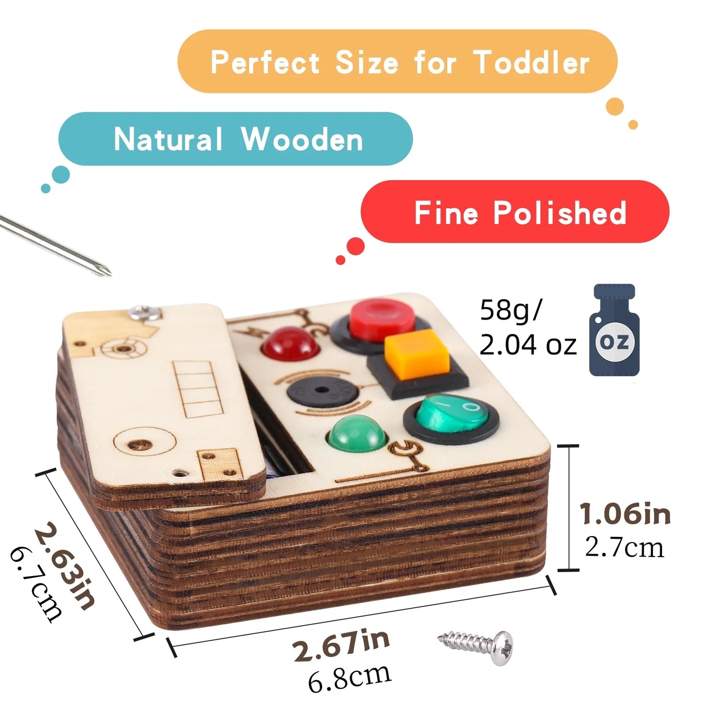 Busy Board aus Holz mit LED-Licht - AnBook