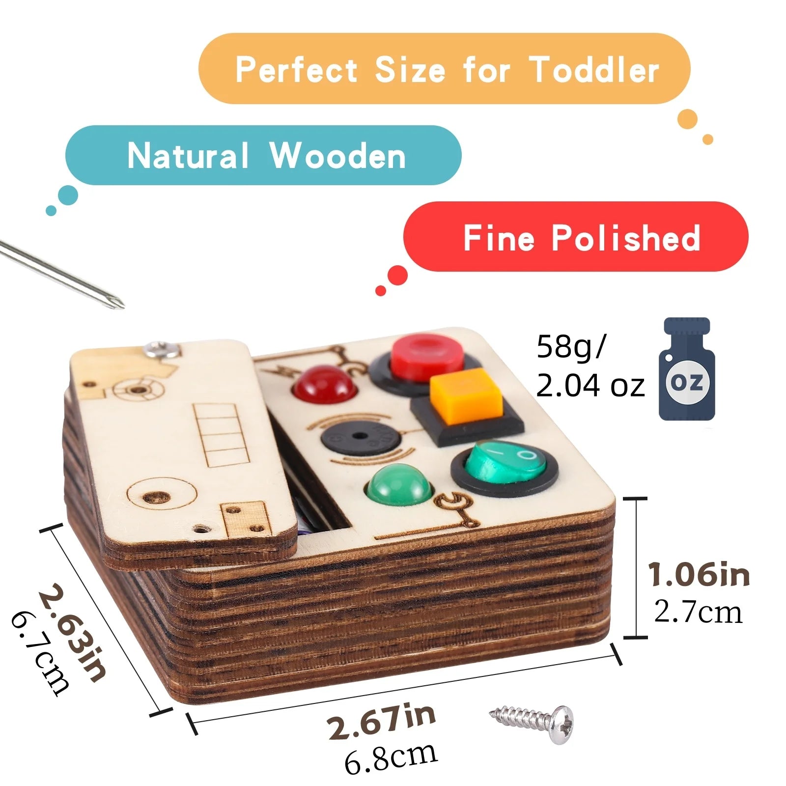 Busy Board aus Holz mit LED-Licht - AnBook