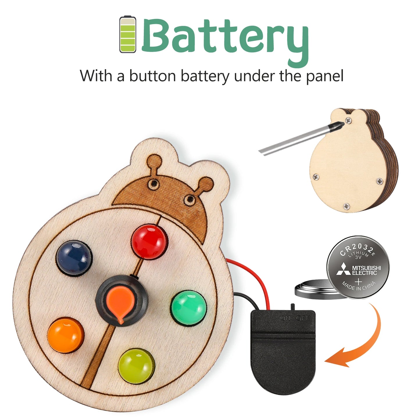 Busy Board aus Holz mit LED-Licht - AnBook
