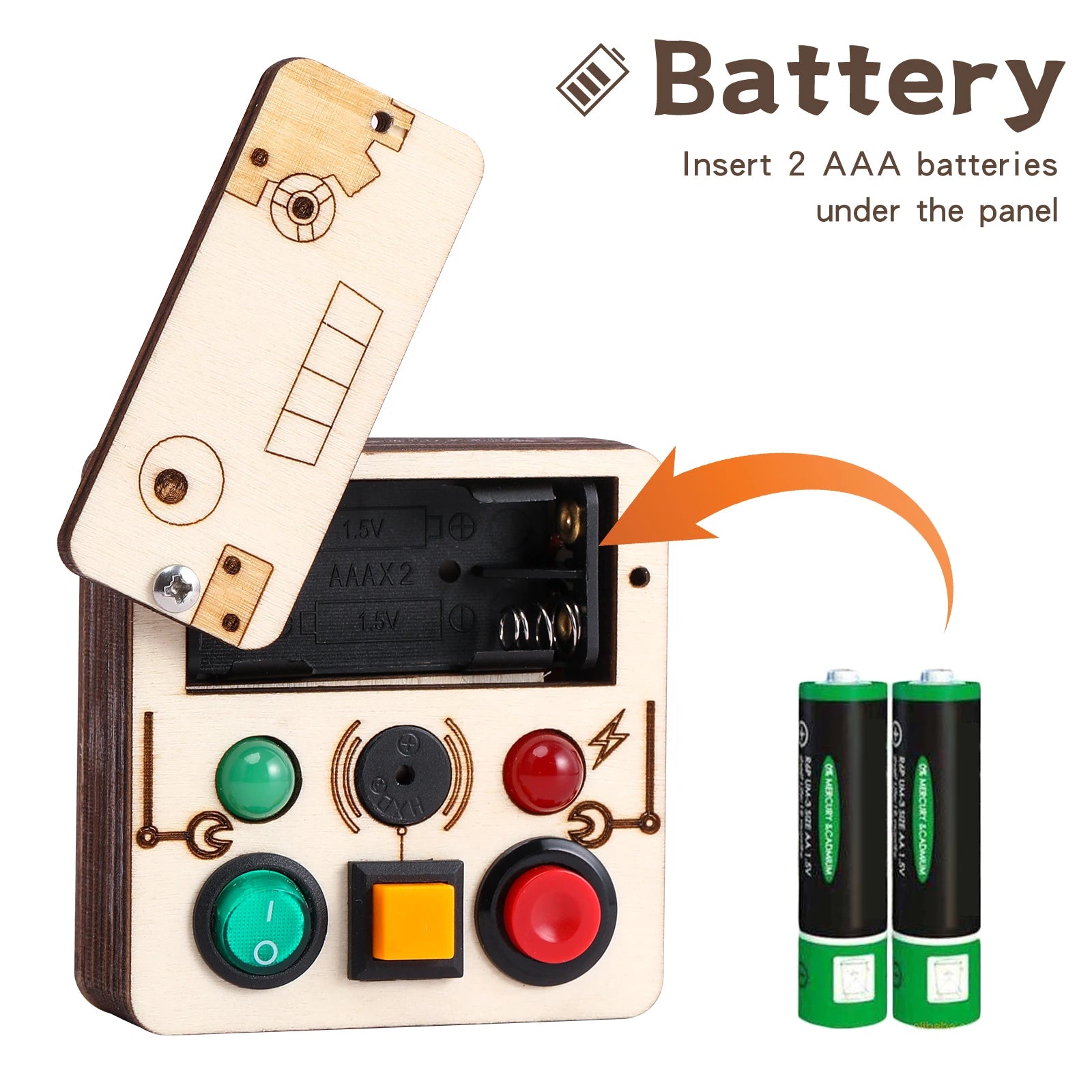 Busy Board aus Holz mit LED-Licht - AnBook